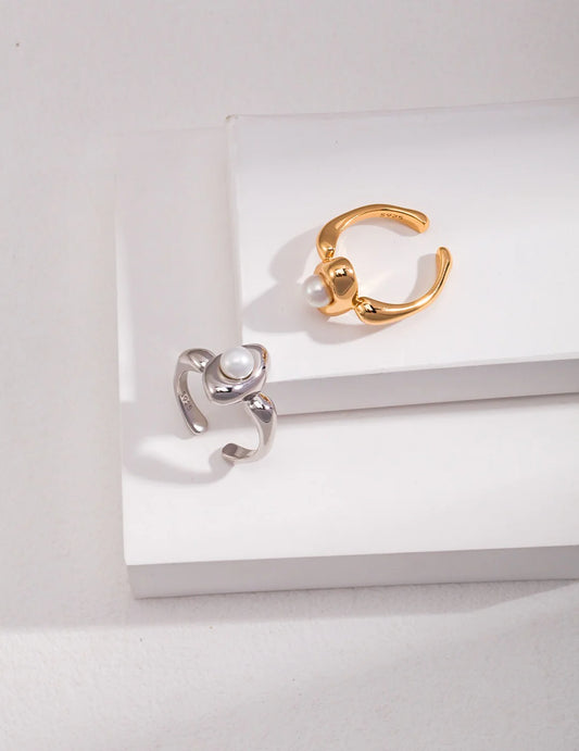 Anillo abierto vintage con perla