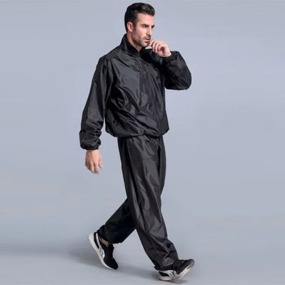 Traje de sudoración de alta calidad para hombre. Conjunto deportivo de PVC (top + pantalón) ideal para entrenamientos, fitness, running y jogging.