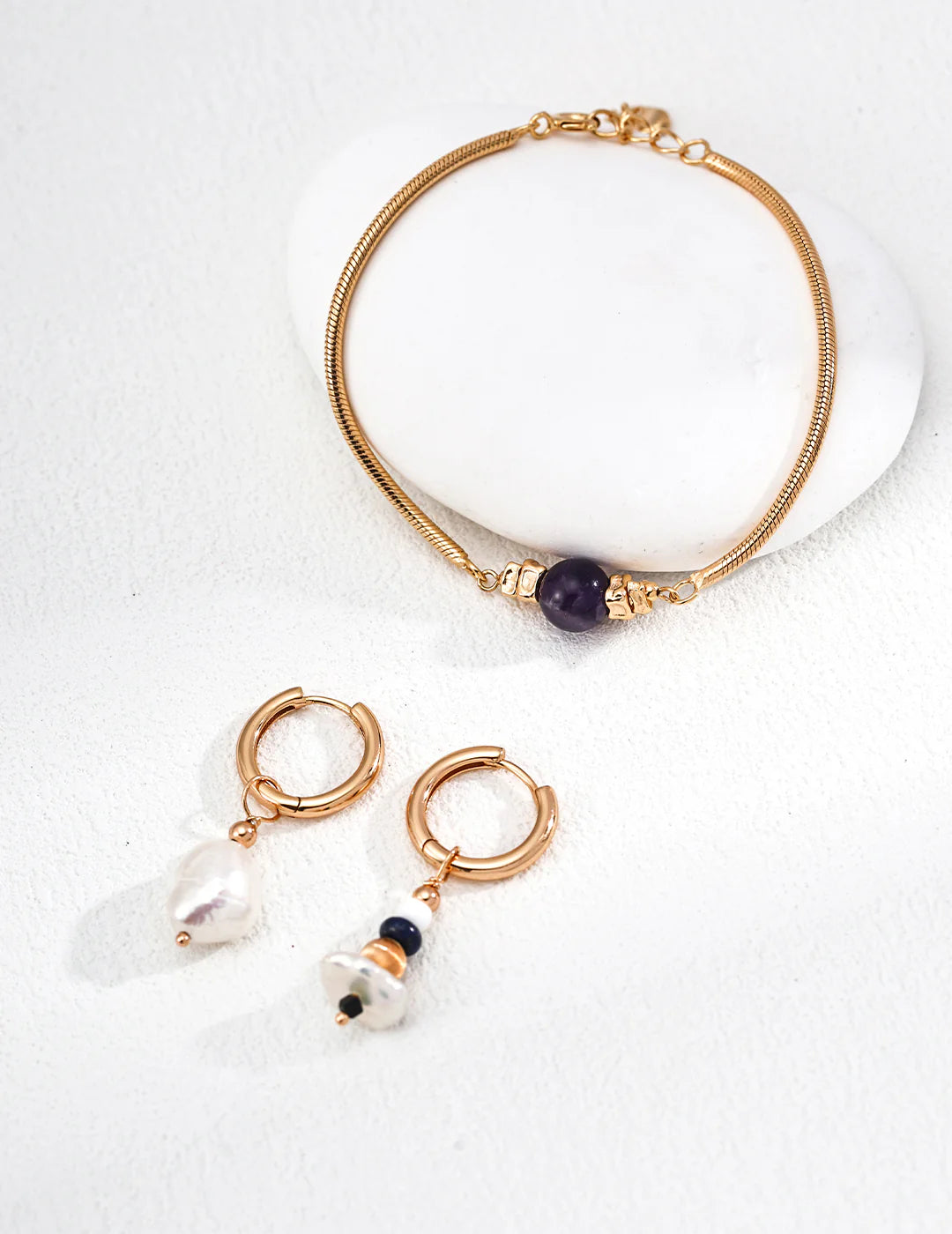 Pulsera de cadena serpiente con amatista