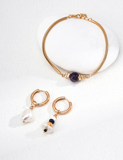 Pulsera de cadena serpiente con amatista