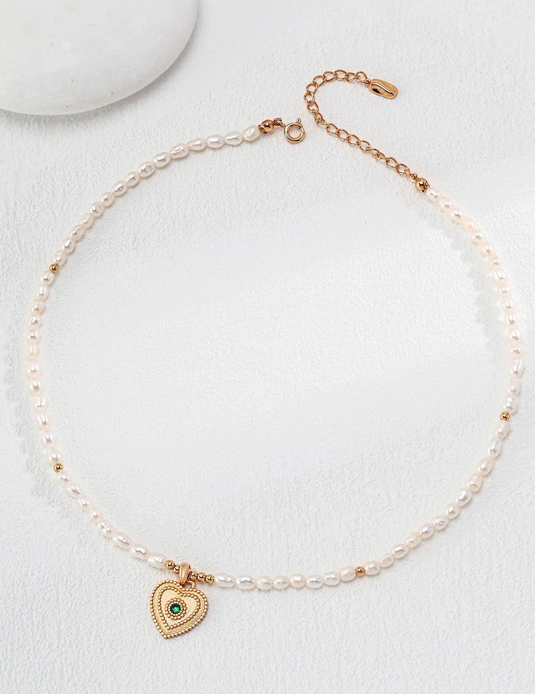 Collar con Colgante de Perla Natural y Circonia en Forma de Corazón