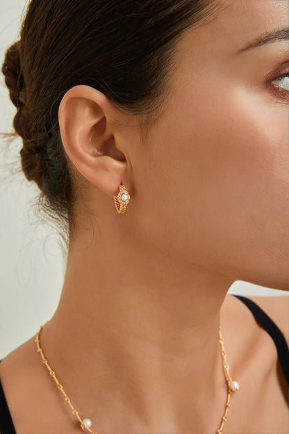 Pendientes de perlas trenzadas de doble capa
